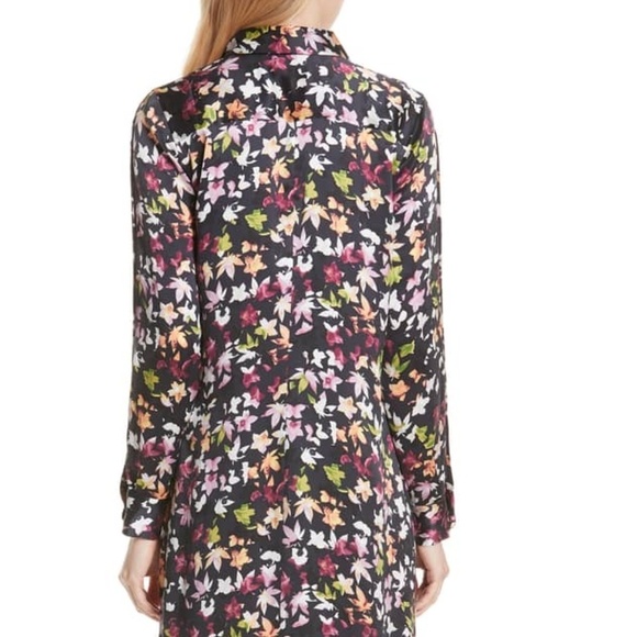 Equipment Floral Silk Button Sleeve Maxi Dress sz - Picture 4 of 8